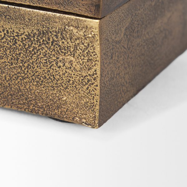 Porschia Small Antiqued Gold Metal Decorative Box 12