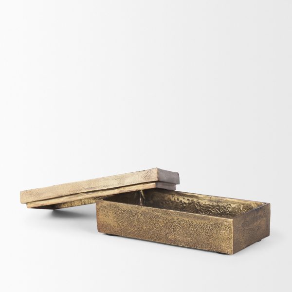 Porschia Small Antiqued Gold Metal Decorative Box 8