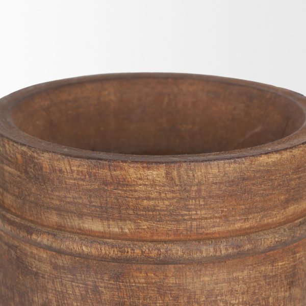 Porta Large Medium Brown Reclaimed Wooden Pot 3