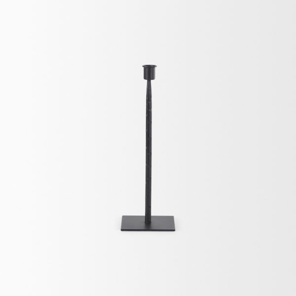 Porter 4.5L x 4.5W x 12.0H Small Black Iron Candle Holder 4