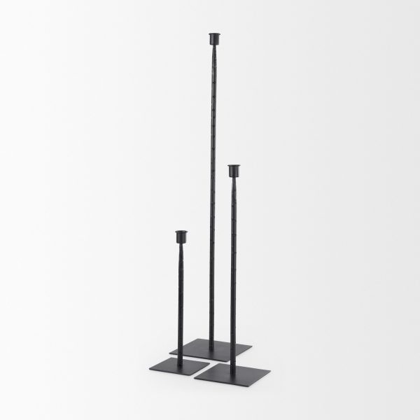 Porter 6.0L x 6.0W x 30.0H Large Black Iron Candle Holder 10
