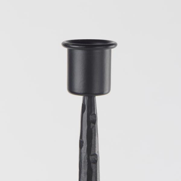 Porter 6.0L x 6.0W x 30.0H Large Black Iron Candle Holder 6