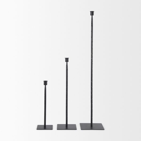 Porter 6.0L x 6.0W x 30.0H Large Black Iron Candle Holder 9