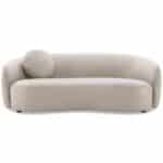 Beige Vegan Leather Japandi Modern Sofa with Organic Curves
