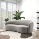 Gray Vegan Leather Japandi Modern Sofa With Organic Curves