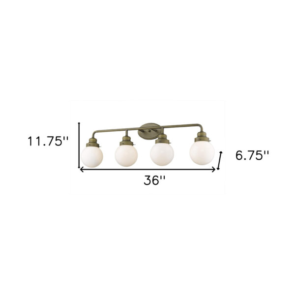 Portsmith Retro Brass Vanity Light with Opal Glass Globes 7