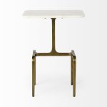 Preston 17.3L x 11.3W x 22.8H White Marble Top W/Gold Metal Accent Table