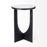 Preston 23"H White Marble Top w/ Matte Black Metal Accent Table