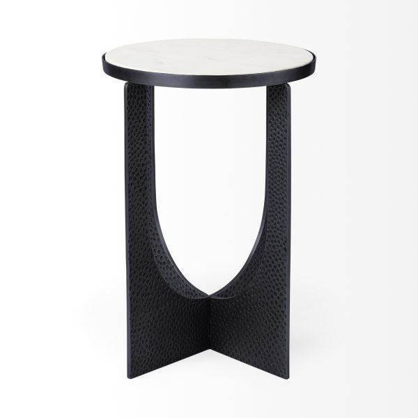 Preston 23H White Marble Top w Matte Black Metal Accent Table 2