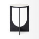 Preston 23"H White Marble Top w/ Matte Black Metal Accent Table