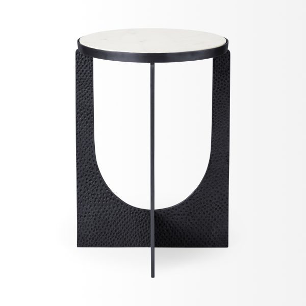 Preston 23H White Marble Top w Matte Black Metal Accent Table 3