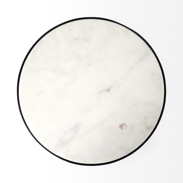 Preston 23H White Marble Top w Matte Black Metal Accent Table 4
