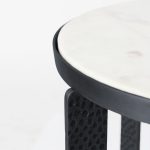 Preston 23"H White Marble Top w/ Matte Black Metal Accent Table