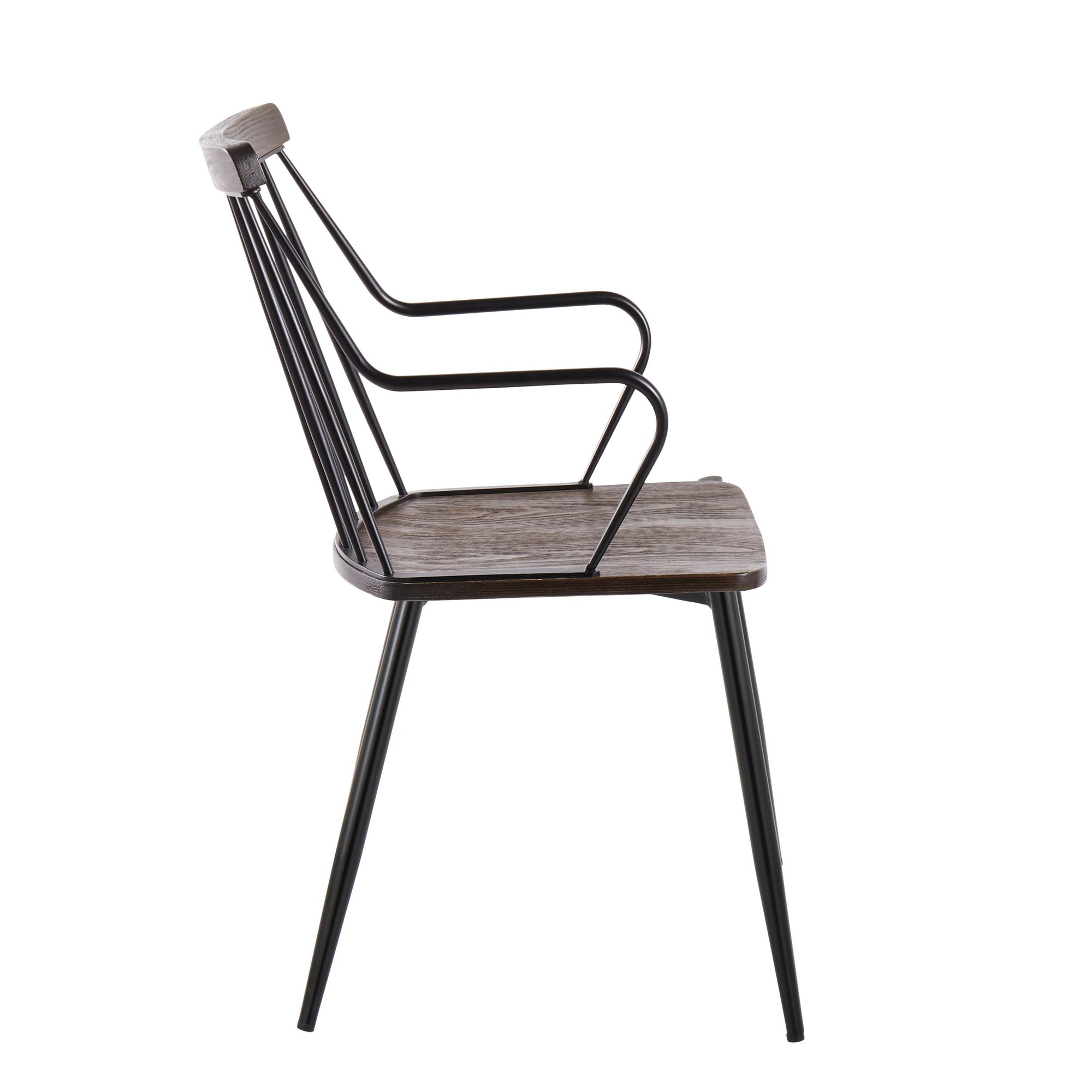 Preston Black Metal Dark Walnut Farmhouse Dining Accent Chair 2 Preston Black Metal Dark Walnut Farmhouse Dining Accent Chair - Image 2