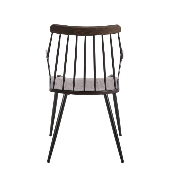 Preston Black Metal Dark Walnut Farmhouse Dining Accent Chair 3