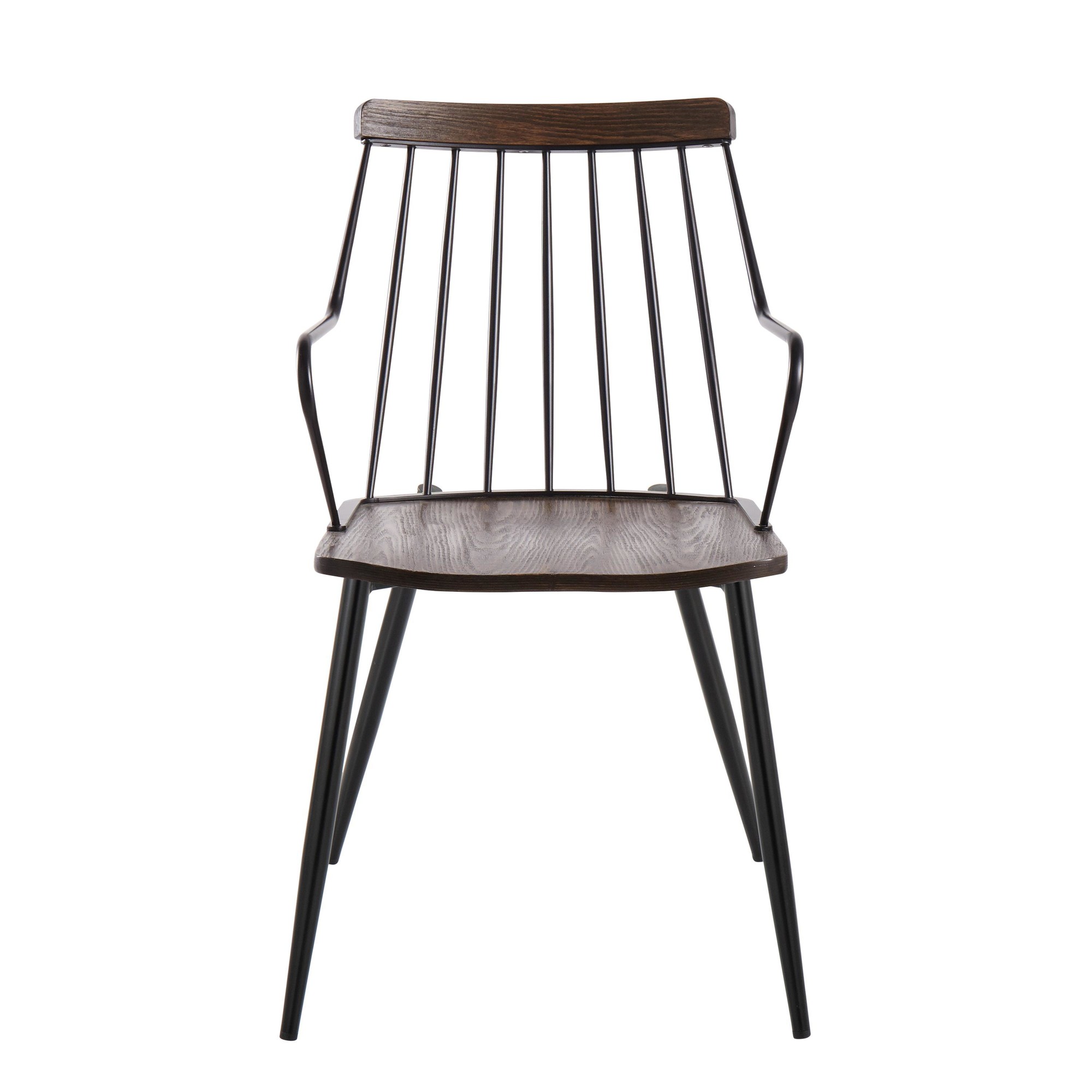 Preston Black Metal Dark Walnut Farmhouse Dining Accent Chair 5 Preston Black Metal Dark Walnut Farmhouse Dining Accent Chair - Image 5