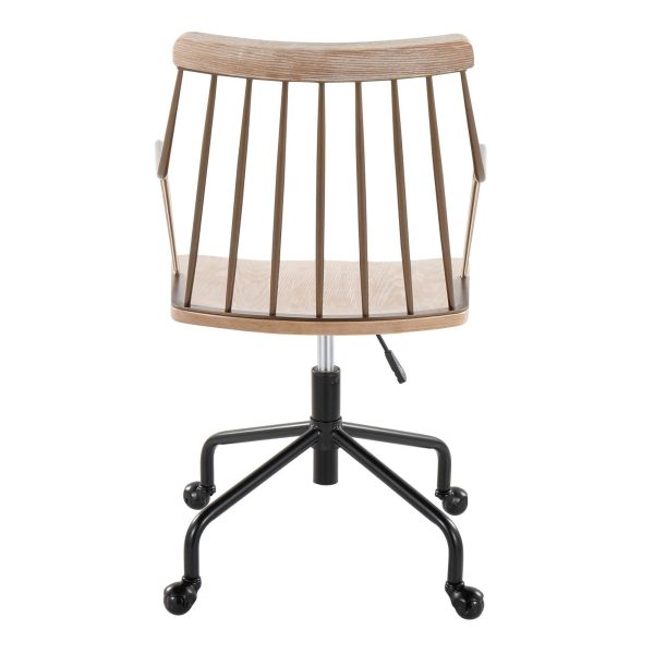 Preston Farmhouse Adjustable Swivel Office Chair Black Metal Wood 10