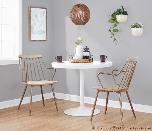 Preston Farmhouse Antique Copper Whitewashed Wood Dining Chairs Set of 2 1