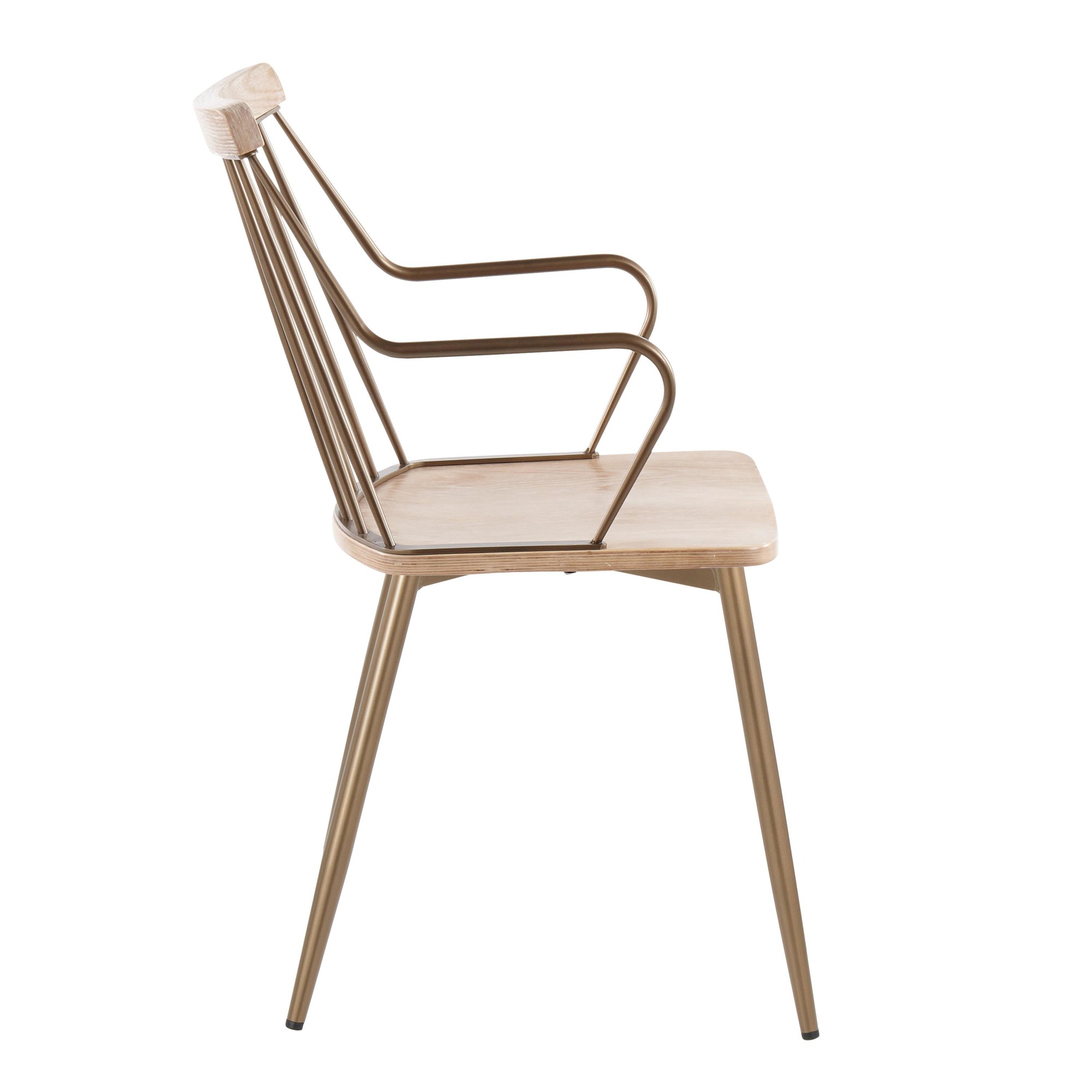 Preston Farmhouse Antique Copper Whitewashed Wood Dining Chairs (Set of 2) 5 Preston Farmhouse Antique Copper Whitewashed Wood Dining Chairs (Set of 2) - Image 5