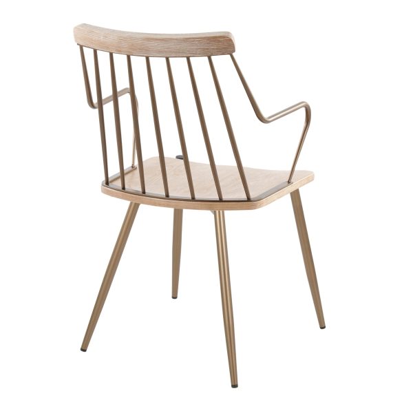 Preston Farmhouse Antique Copper Whitewashed Wood Dining Chairs Set of 2 5
