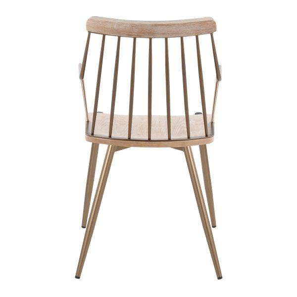 Preston Farmhouse Antique Copper Whitewashed Wood Dining Chairs Set of 2 6