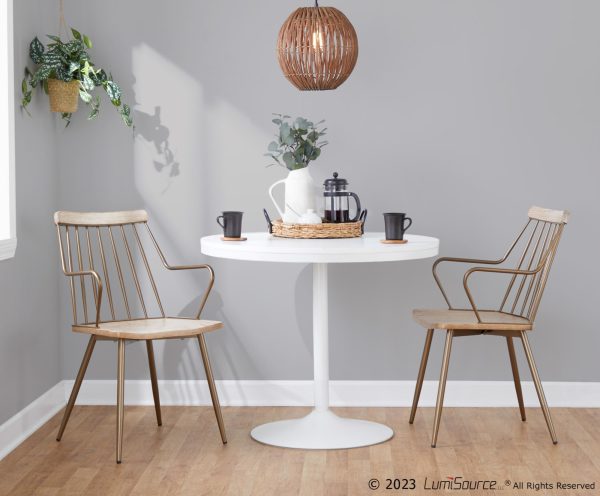 Preston Farmhouse Antique Copper Whitewashed Wood Dining Chairs Set of 2