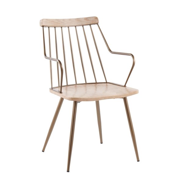 Preston Farmhouse Antique Copper and White Wood Spindle Chair 3