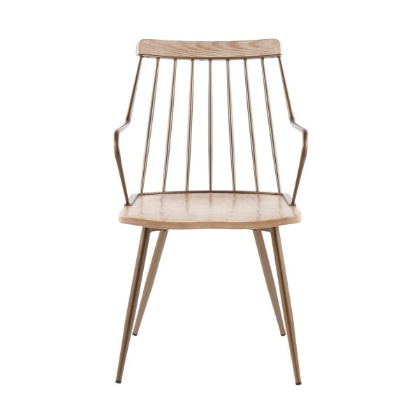 Preston Farmhouse Antique Copper and White Wood Spindle Chair 7