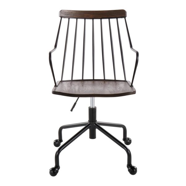 Preston Farmhouse Black Metal and Walnut Wood Office Chair 11