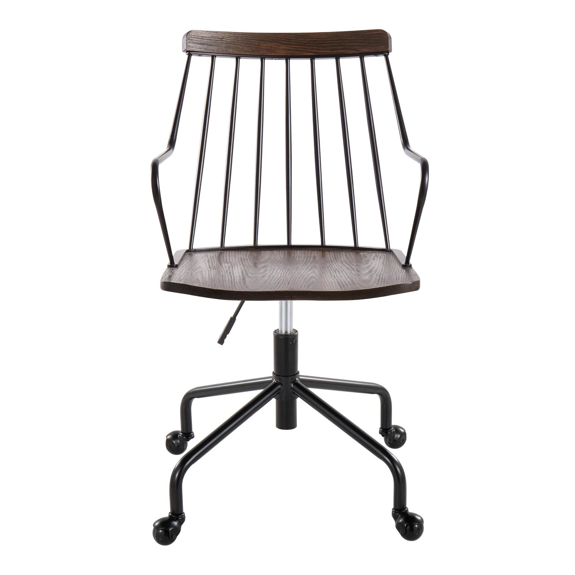 Preston Farmhouse Black Metal and Walnut Wood Office Chair 12 Preston Farmhouse Black Metal and Walnut Wood Office Chair - Image 12