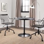 Preston Farmhouse Black Metal and Walnut Wood Office Chair 16 Preston Farmhouse Black Metal and Walnut Wood Office Chair