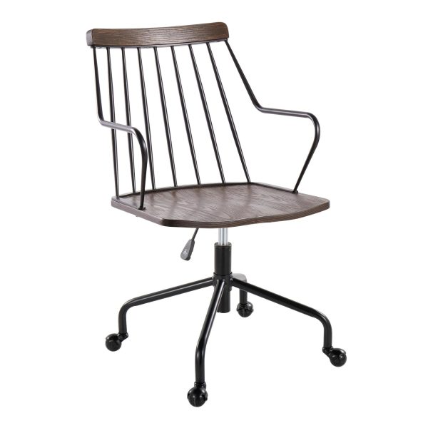 Preston Farmhouse Black Metal and Walnut Wood Office Chair 3