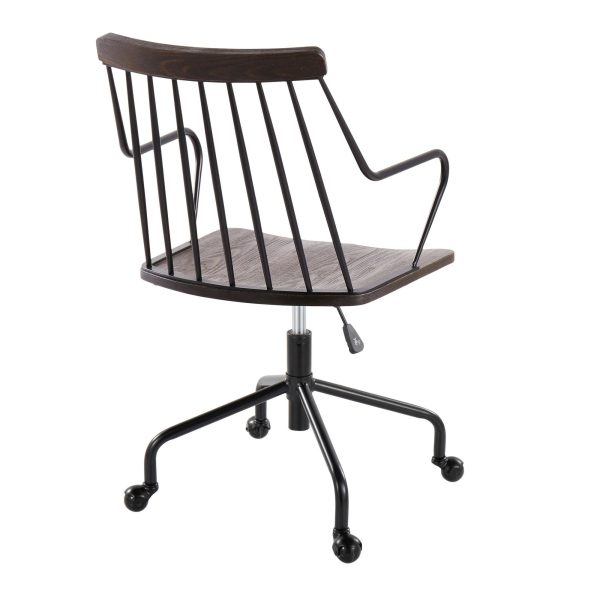 Preston Farmhouse Black Metal and Walnut Wood Office Chair 6