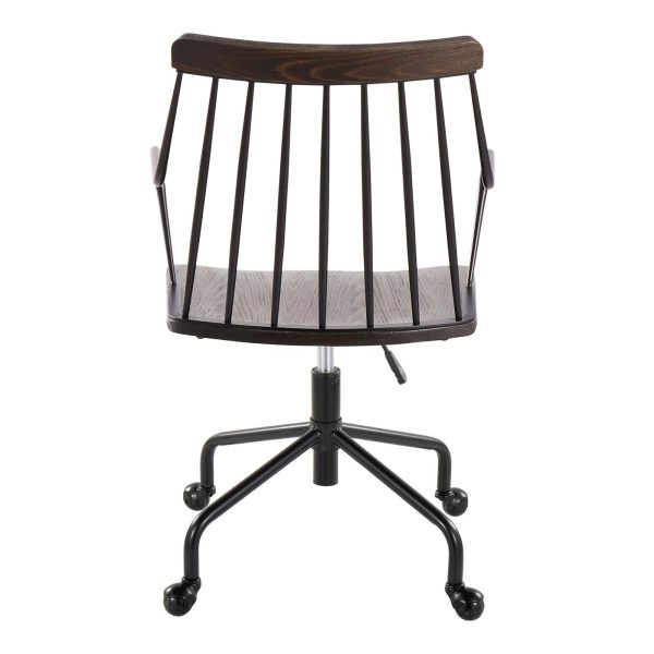 Preston Farmhouse Black Metal and Walnut Wood Office Chair 8