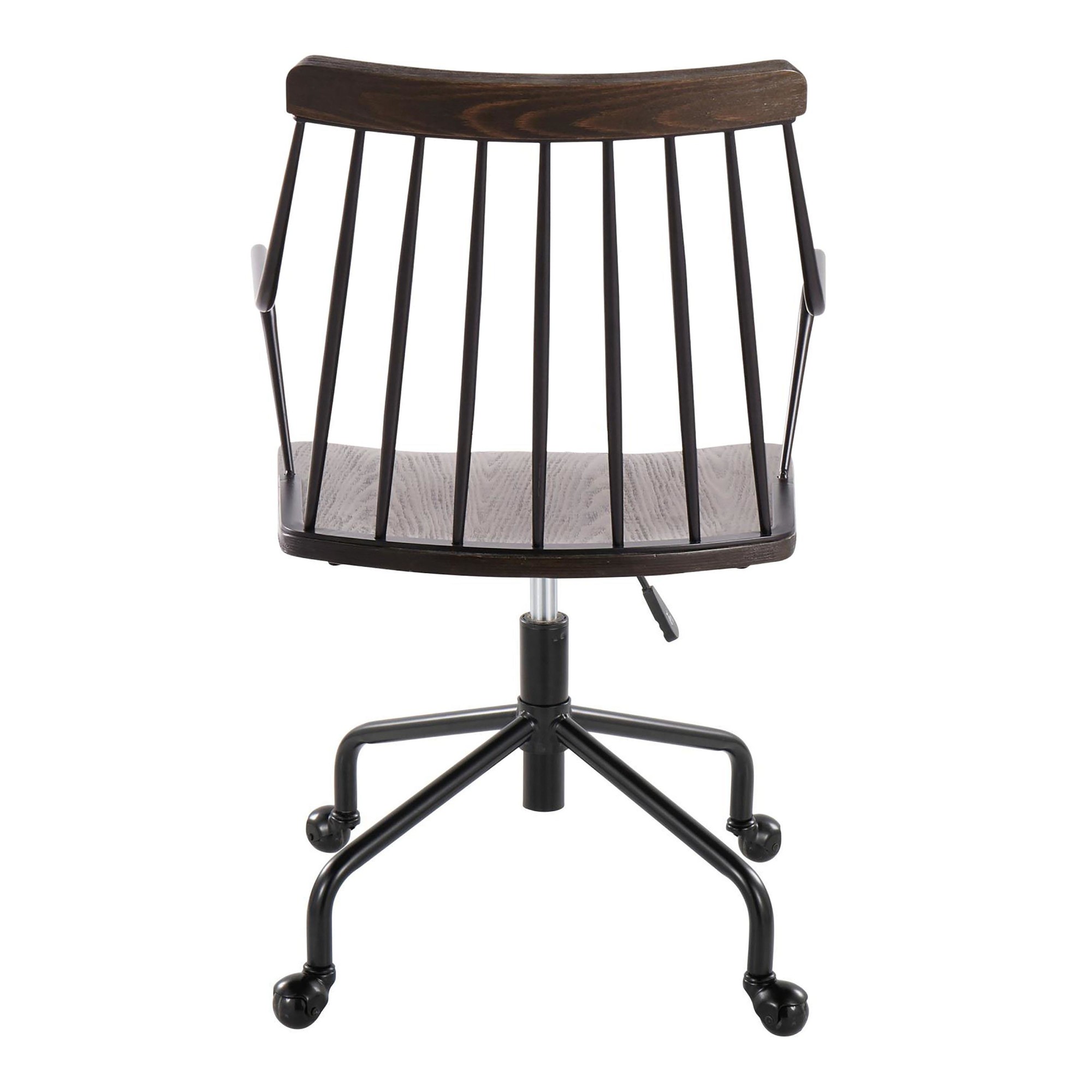 Preston Farmhouse Black Metal and Walnut Wood Office Chair 9 Preston Farmhouse Black Metal and Walnut Wood Office Chair - Image 9