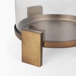 Price Large Antiqued Gold Metal w/ Glass Hurricane Candle Holder