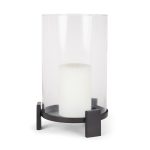 Price Large Matte Black Metal w/ Glass Hurricane Candle Holder