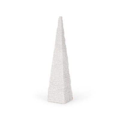 Pyramis White Rough Marble Obelisk 16"