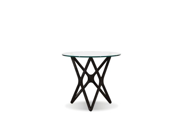 QUASAR Low End Table Black Ash Clear Glass