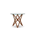 QUASAR Low End Table Clear Glass Walnut Ash Base