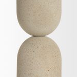Qamra Short Beige Textured Metal Pillar Candle Holder