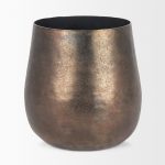 Quade Large Textured Gold Metal Planter