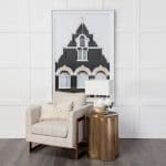 Quatrefoil 18L x 18W Gold Flower W/ Wooden Top Brass Cladding Accent Table