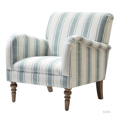 Quentin Blue Stripe Glam Accent Chair