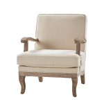 Quentin Farmhouse Linen Armchair with Wood Accents 7 Quentin Farmhouse Linen Armchair with Wood Accents