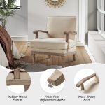Quentin Farmhouse Linen Armchair with Wood Accents 8 Quentin Farmhouse Linen Armchair with Wood Accents