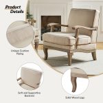 Quentin Farmhouse Linen Armchair with Wood Accents 10 Quentin Farmhouse Linen Armchair with Wood Accents