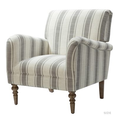 Quentin Grey Stripe Glam Accent Armchair