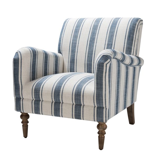 Quentin Navy Stripe Glam Accent Chair 1