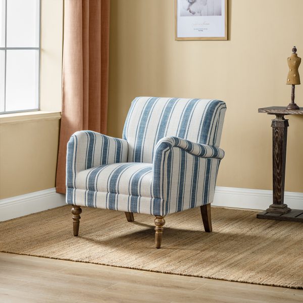 Quentin Navy Stripe Glam Accent Chair